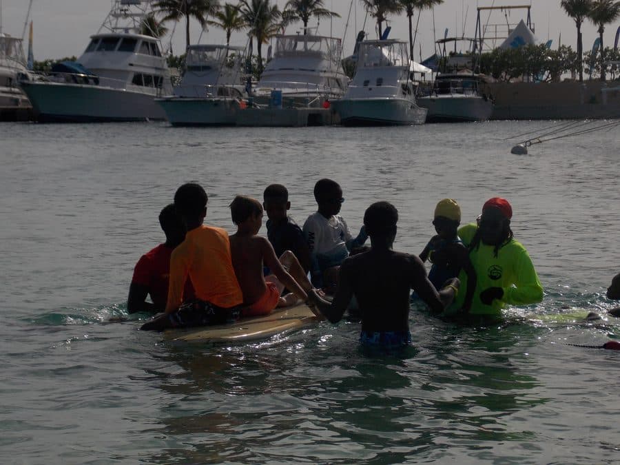 Don Shark Aquatics students on a guided open-water excursion near Bridgetown
